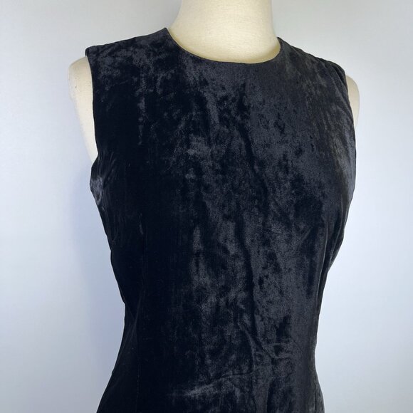 Banana Republic 90s Y2K Black Velvet Sheath Dress Silk Satin Trim Size 2 Office - Picture 4 of 9